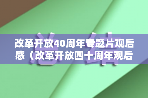 改革开放40周年专题片观后感（改革开放四十周年观后感800字）