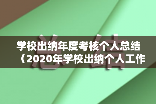 学校出纳年度考核个人总结（2020年学校出纳个人工作总结）