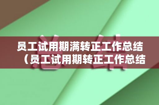 员工试用期满转正工作总结（员工试用期转正工作总结怎么写）