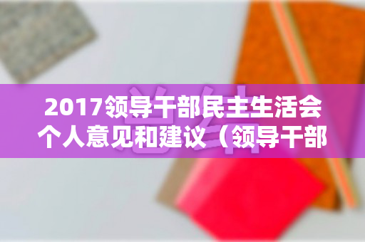 2017领导干部民主生活会个人意见和建议（领导干部 暂行规定）