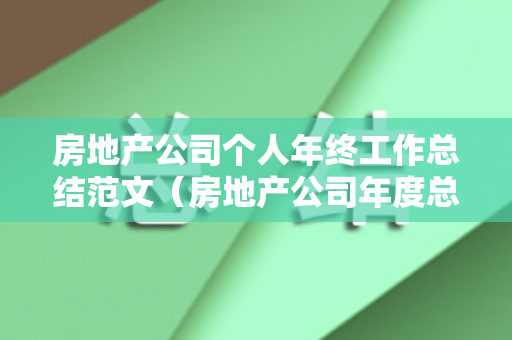 房地产公司个人年终工作总结范文（房地产公司年度总结董事长讲话）